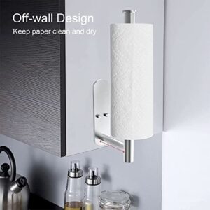 ADLOTRIS Self-Adhesive Metal Paper Towel Holder Under Cabinet in Home & Kitchen, Holders Wall Mount Hanger for Bathroom, Papel Toalla Cocina, SUS304 Stainless Steel(White, Black) (Sliver), TUO335