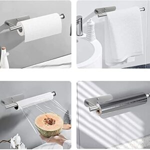 ADLOTRIS Self-Adhesive Metal Paper Towel Holder Under Cabinet in Home & Kitchen, Holders Wall Mount Hanger for Bathroom, Papel Toalla Cocina, SUS304 Stainless Steel(White, Black) (Sliver), TUO335