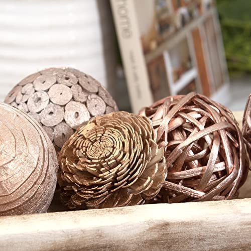 Natural Tones Vase & Bowl Fillers Decorative Balls | Home Decor (Copper Rose)