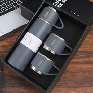 Stainless Steel Thermo + 3 cup, 500ml/16.9oz (Grey, Black, Blue) ADVANTAGE SET Gray 2.5 x 2.5 x 9.3 inch