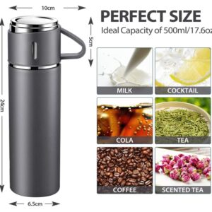 Stainless Steel Thermo + 3 cup, 500ml/16.9oz (Grey, Black, Blue) ADVANTAGE SET Gray 2.5 x 2.5 x 9.3 inch