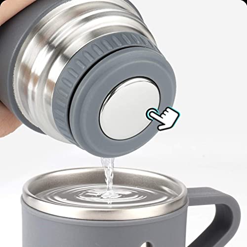 Stainless Steel Thermo + 3 cup, 500ml/16.9oz (Grey, Black, Blue) ADVANTAGE SET Gray 2.5 x 2.5 x 9.3 inch