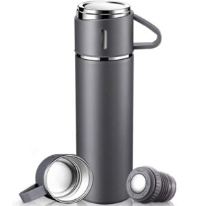 Stainless Steel Thermo + 3 cup, 500ml/16.9oz (Grey, Black, Blue) ADVANTAGE SET Gray 2.5 x 2.5 x 9.3 inch