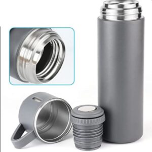 Stainless Steel Thermo + 3 cup, 500ml/16.9oz (Grey, Black, Blue) ADVANTAGE SET Gray 2.5 x 2.5 x 9.3 inch