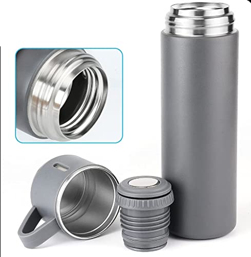 Stainless Steel Thermo + 3 cup, 500ml/16.9oz (Grey, Black, Blue) ADVANTAGE SET Gray 2.5 x 2.5 x 9.3 inch