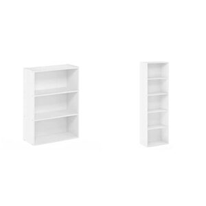 furinno pasir 3-tier open shelf bookcase, plain white & luder bookcase / book / storage , 5-tier, white