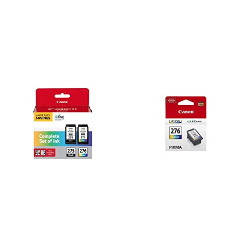 Canon PG-275/CL-276 Multi Pack, Compatible to PIXMA TS3520, TS3522 and TR4720 Printers & CL-276 Color Ink Cartridge, Compatible to PIXMA TS3520, TS3522 and TR4720 Printers