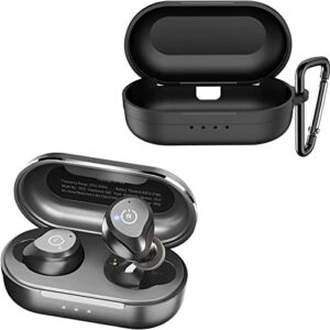 tozo nc9 hybrid active noise cancelling wireless earbuds black & tozo nc9 protective silicone case black
