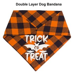 Halloween Dog Bandana, 2 Pack Reflective Holiday Fall Dog Bandanas Scarves Buffalo Plaid Dog Halloween Bandanas for Small Medium Large Dogs Pets Puppies