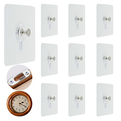 Adhesive Screw yyangz 10PCS 7x7cm Transparent Reusable Adhesive Hooks, Waterproof and Oilproof Bathroom Kitchen Wall Hooks, Wall Hooks, Screw Free Sticker