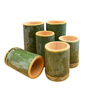 WellieSTR 1PC (L/Dia.12~14cm/H 15CM) Natural Bamboo Cup Home Decoration Keys Pens Storage Bamboo Crafts Christmas Birthday Friend Gifts,Bamboo Wrapped Sticky Rice Steamer,Chinese Snack Tool