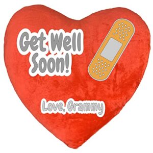 personalized get well soon heart pillow - send a custom feel better message to cheer someone up wrapping + shipping, fast processing time red, 31.5 * 25.5 * 8.1cm / 12.4 x 10.1 x 3.2 inches