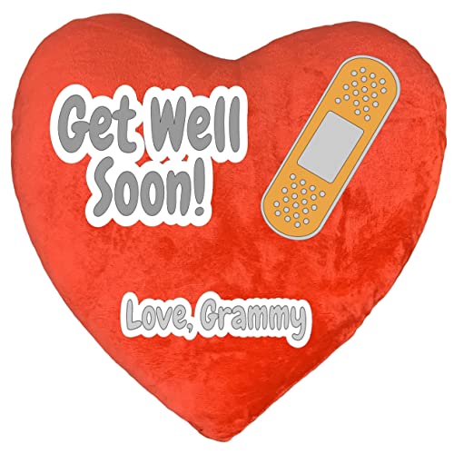 Personalized Get Well Soon Heart Pillow - Send a Custom Feel Better Message to Cheer Someone up Wrapping + Shipping, Fast Processing Time Red, 31.5 * 25.5 * 8.1cm / 12.4 x 10.1 x 3.2 inches