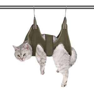 ato-djcx cat grooming hammock harness for small dogs,pet hammock restraint bag,dog grooming sling for trimming nail and ear/eye care(xs size,green)