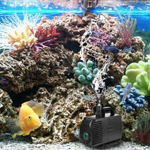 HUWLUIWA 1300 GPH Submersible Water Pump Pond Pump with 16.5ft. Power Cord, Fountain Pump with 3 Nozzles for Aquarium Fish Koi Tank Hydroponics Statuary Waterfall 100W