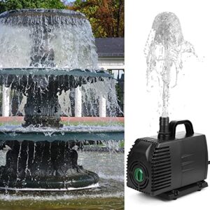 HUWLUIWA 1300 GPH Submersible Water Pump Pond Pump with 16.5ft. Power Cord, Fountain Pump with 3 Nozzles for Aquarium Fish Koi Tank Hydroponics Statuary Waterfall 100W