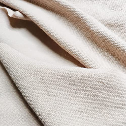 JOSDIOX Fabirc by The Yard French Terry Knit Fabric Slightly Stretchable Knitting Fabric for Jacket, Hoody,Pant,Pullover Pet Cloth or DIY Fabric (Likes Beige 1Y)