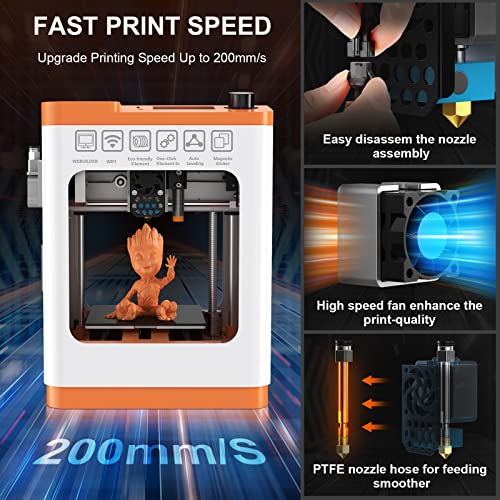 WEEFUN Newest TINA2 S 3D Printer, Ultra Silent Mainboard Mini 3D Printer with Heatable PEI Platform, WiFi Fast Print, Auto Bed Leveling DIY 3D Printers with Resume Printing, Fully Open Source