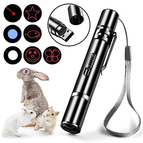 Bunny Rabbits Pointer Toy,Guinea Laser Pointer,7 Adjustable Patterns Laser,Cat Toy Pointer for Indoor, 5 Switchable Patterns,Red Light Hamsters Rats Pointer Toy,USB Charging Pointer Toy