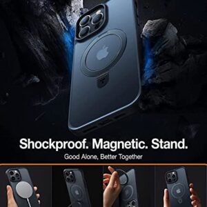 TORRAS Magnetic for iPhone 14 Pro Max Case [Compatible with Magsafe] with Stand, [Military Grade Drop Protection] Shockproof Translucent Back Slim Protective Phone Case (2022), Black