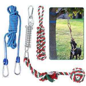 hopet dog outdoor bungee solo hanging toy, tether tug of war dog toys for pitbull small large aggressive chewers dogs to exercise, durable interactive dog tug toy with metal spring kit, dog rope toys