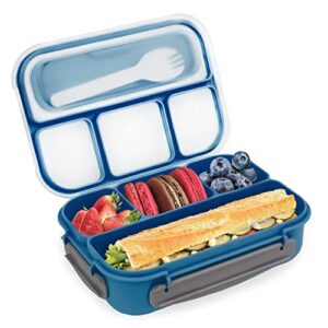 bugucat bento box, lunch box with 4 compartments and cutlery, reusable bento lunch box for adults, food storage containers for school work and travel bpa-free, microwave-& dishwasher-safe