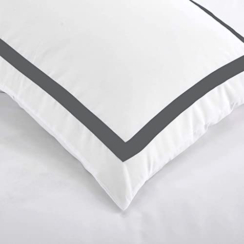 Meeall 3Pcs Luxury Microfiber Line Patterned Ultra Soft and Comfortable Hotel Duvet Cover Set with Pillowcases, Grey, Queen