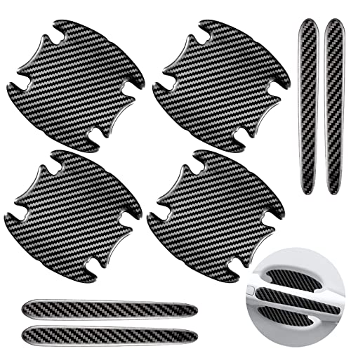 Worcas TPU Carbon Fiber Like Car Door Handle Cup Protective Sticker Auto Door Paint Guard Car Door Cup Scratch Protection Films Universal Door Handle Cups Protective Pad (m+h)/8pcs