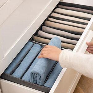 Wardrobe Jeans Compartment Storage Box,7/9 Grid Clothes Organizer for Leggings T-shirts,Foldable Closet Drawer Storage Box with Handle for Traveling Daily Use