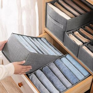 Wardrobe Jeans Compartment Storage Box,7/9 Grid Clothes Organizer for Leggings T-shirts,Foldable Closet Drawer Storage Box with Handle for Traveling Daily Use