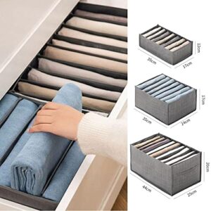 Wardrobe Jeans Compartment Storage Box,7/9 Grid Clothes Organizer for Leggings T-shirts,Foldable Closet Drawer Storage Box with Handle for Traveling Daily Use