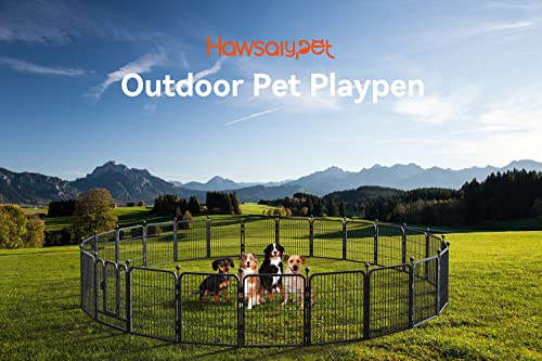 Hawsaiy Dog Fence for The Yard Outdoor Playpen Large Dog 32inch with Doors 8/16/24/32/40/48 Portable Exercise Fence with Storage Bag for Indoor Travel