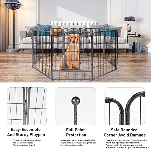 Hawsaiy Dog Fence for The Yard Outdoor Playpen Large Dog 32inch with Doors 8/16/24/32/40/48 Portable Exercise Fence with Storage Bag for Indoor Travel