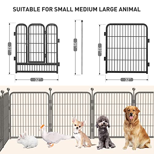 Hawsaiy Dog Fence for The Yard Outdoor Playpen Large Dog 32inch with Doors 8/16/24/32/40/48 Portable Exercise Fence with Storage Bag for Indoor Travel