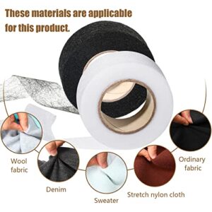 Outus Iron on Hem Tape Fabric Fusing Hemming Tape Wonder Web Adhesive Hem Tape for Pants Each 27 Yards, 2 Pack (Black, White, 1 Inch)