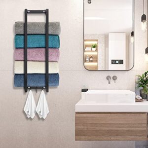 Towel Racks for Bathroom, Towel Racks for Bathroom Wall Mounted, Bath Towel Holder, Bathroom Organizer, for Rolled Bath Towels, Hand Towels, Washcloths in Small Bathroom/RV/Camper(Black)