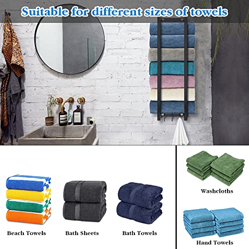 Towel Racks for Bathroom, Towel Racks for Bathroom Wall Mounted, Bath Towel Holder, Bathroom Organizer, for Rolled Bath Towels, Hand Towels, Washcloths in Small Bathroom/RV/Camper(Black)