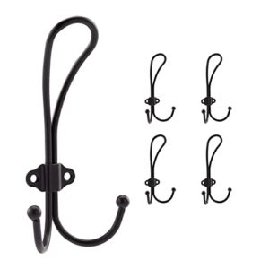 YTJG Coat Hooks Hardware, 4Pcs Wall Hooks Heavy Duty Hooks for Hanging Coats Double Robe Hooks Wall Mounted for Key, Towel, Bags, Cup, Hat