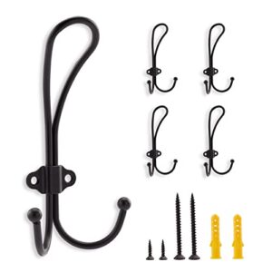 ytjg coat hooks hardware, 4pcs wall hooks heavy duty hooks for hanging coats double robe hooks wall mounted for key, towel, bags, cup, hat