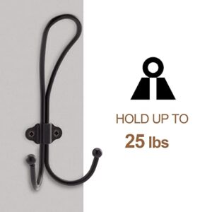 YTJG Coat Hooks Hardware, 4Pcs Wall Hooks Heavy Duty Hooks for Hanging Coats Double Robe Hooks Wall Mounted for Key, Towel, Bags, Cup, Hat