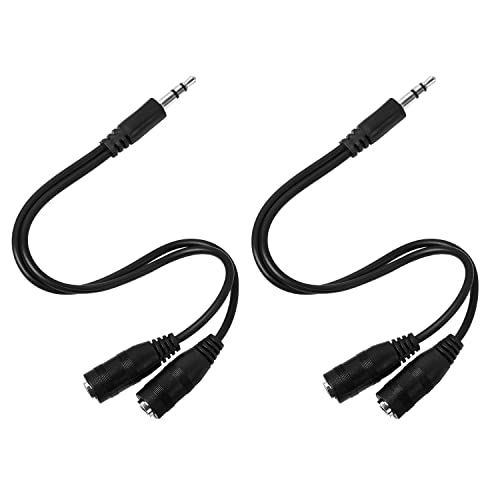 Headphone Splitter 3.5mm Y Splitter Audio Stereo Cable Male to 2 Female Extension Cable Headphones Splitter Adapter Aux Stereo Cord for Earphone Headset Compatible with iPhone Tablet Laptop(Black)