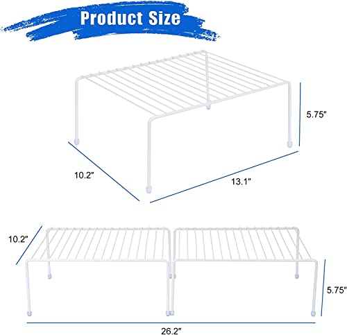 yaenoei (16.1 x 10.3 Inch) Freezer Cabinet Storage Shelf Rack, Rustproof Stainless Steel Kitchen Organizer Space Saver for Fridge Pantry Shelves Countertops (6, White)