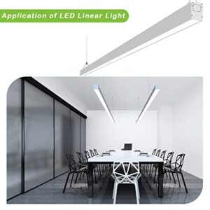 hykolity 8FT Linkable LED Linear Light, 80W 9200lm 3000K/4000K/5000K CCT Selectable, 0-10V Dimmable Architectural LED Suspension Office Lighting Fixture for Market, Garage, ETL,4 Pack - Silver