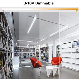 hykolity 8FT Linkable LED Linear Light, 80W 9200lm 3000K/4000K/5000K CCT Selectable, 0-10V Dimmable Architectural LED Suspension Office Lighting Fixture for Market, Garage, ETL,4 Pack - Silver