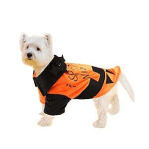 fihome halloween pumpkin dog costume, funny pet shirt cat dog costume with bat wings for small medium large cats kittens puppy cosplay halloween spooky night party decoration (s/pumpkin color)
