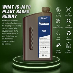 JAYO 3D Printer Resin 2KG, 3D Printer Plant Based Resin, 405nm UV Rapid Standard Resin for 4K/6k/8K LCD/DLP/SLA 3D Printing, Low Odor & High Precision, Grey 2000g