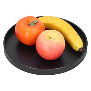 round wooden food fruit serving tray,round wooden tray, non slip wooden plate tea food service plate for home kitchen hotel use, black, 24cm 27cm 30cm (30cm)