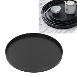 Round Wooden Food Fruit Serving Tray,Round Wooden Tray, Non Slip Wooden Plate Tea Food Service Plate for Home Kitchen Hotel Use, Black, 24cm 27cm 30cm (30cm)