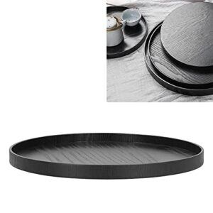 Round Wooden Food Fruit Serving Tray,Round Wooden Tray, Non Slip Wooden Plate Tea Food Service Plate for Home Kitchen Hotel Use, Black, 24cm 27cm 30cm (30cm)