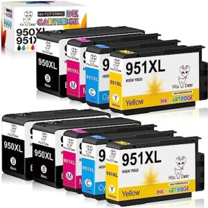 ms deer compatible 950xl 951xl combo ink cartridges replacement for hp 950 951 xl for officejet pro 8600 8610 8100 8615 8620 8625 251dw 276dw printers (3 black, 2 cyan, 2 magenta, 2 yellow) 9-pack